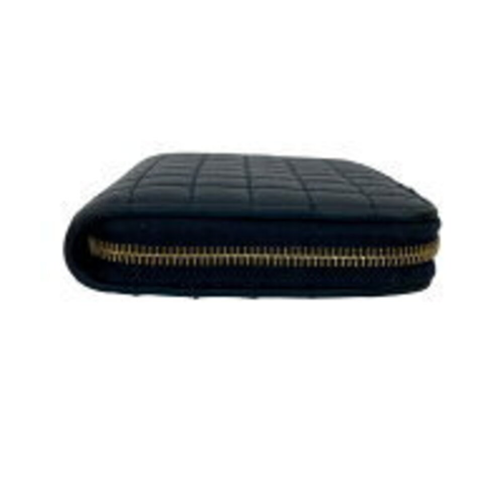 Celine Round Leather Navy Wallet Charm Blue Quilted Compact Bifold Zip - Picture 5 of 9